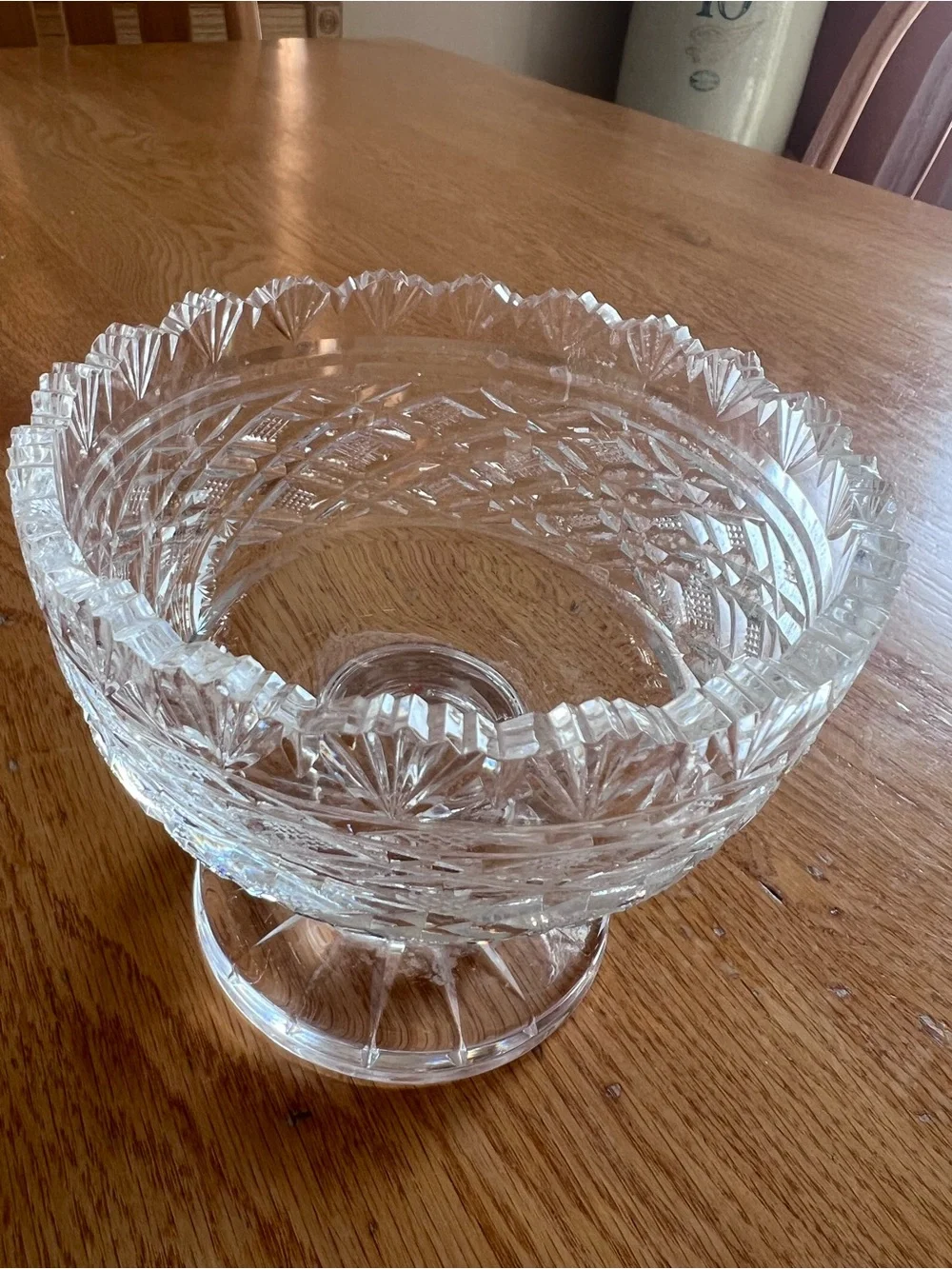 WATERFORD CRYSTAL FOOTED BOWL GEORGIAN Strawberry pattern 4”